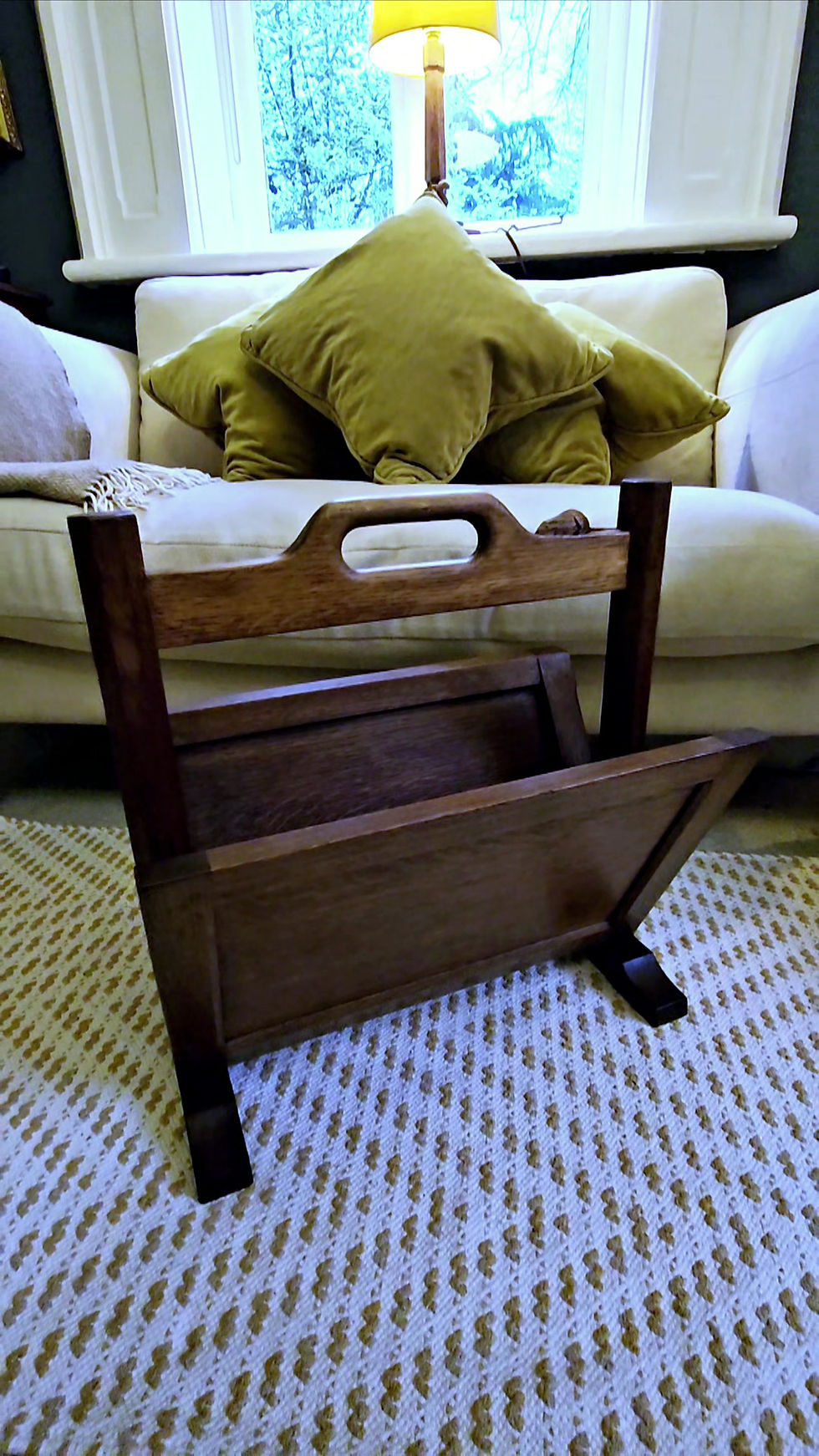 Thumbnail: Rare Early Robert 'Mouseman' Thompson Dark Oak Magazine Rack