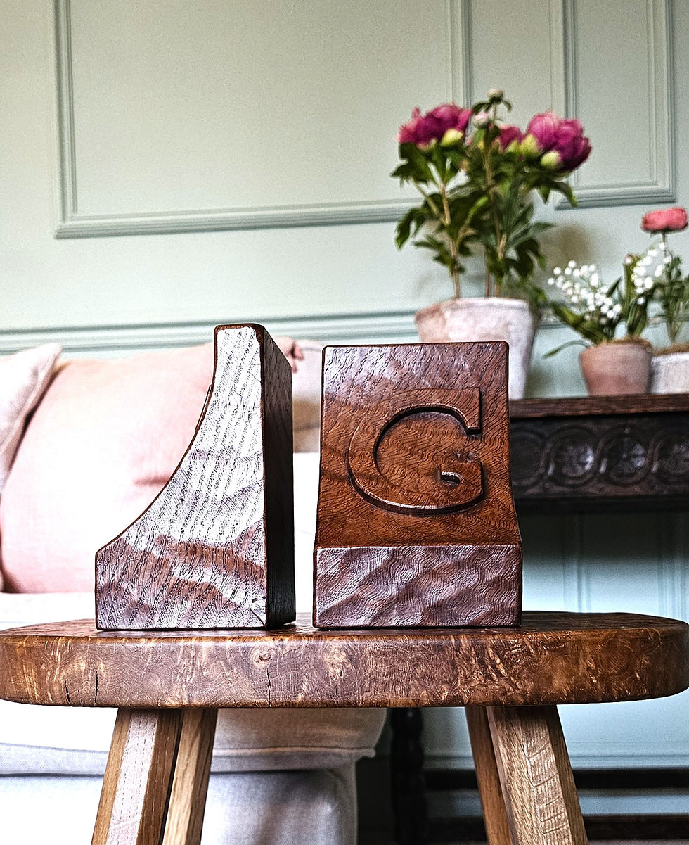 Thumbnail: Superb Rare Early Bespoke Robert 'Mouseman' Thompson Bookends. Circa 1940