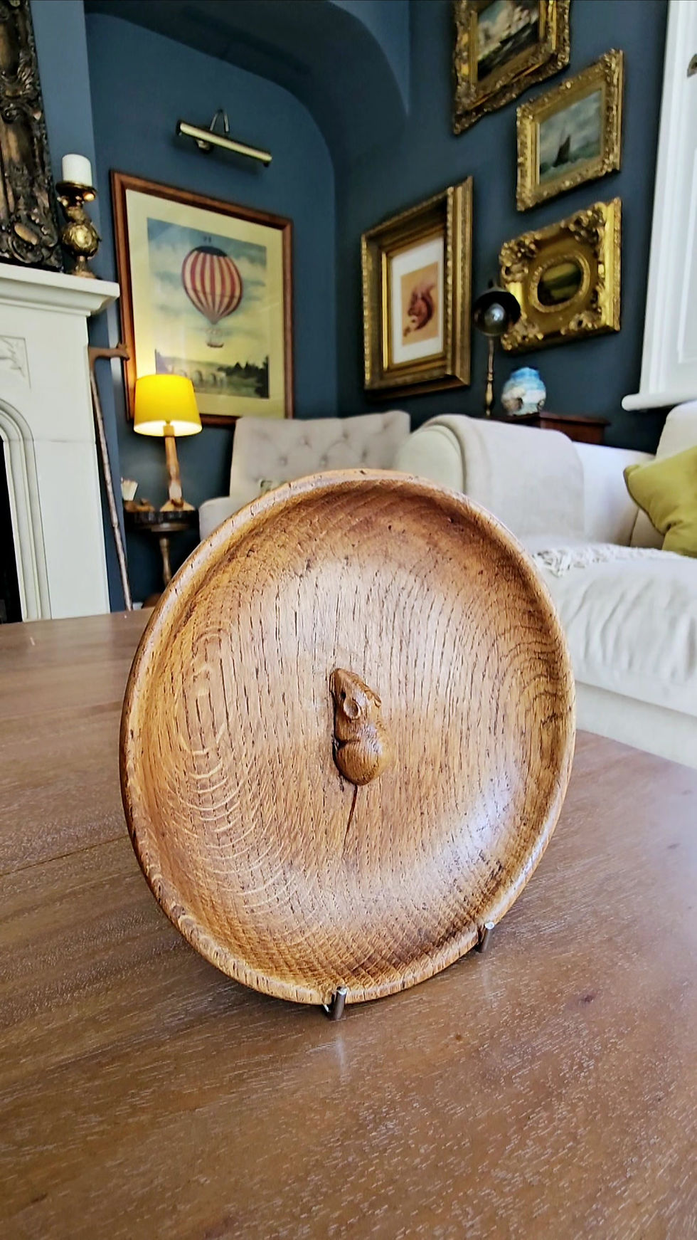 Thumbnail: Rare Vintage Robert 'Mouseman' Thompson Shallow Nut Bowl (Mouse in the Bowl)