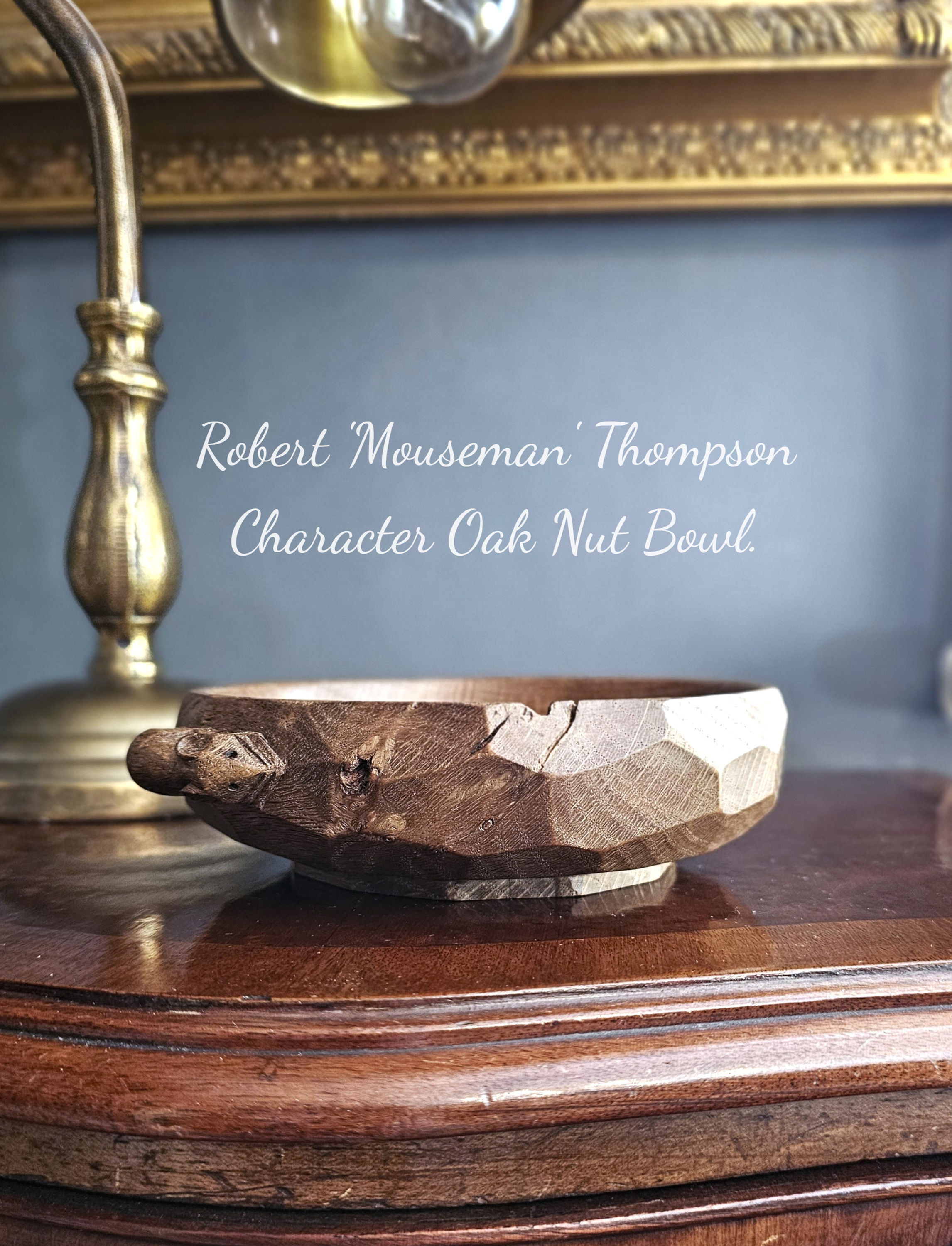 Robert 'Mouseman' Thompson Character Oak Nut Bowl. 15cm.