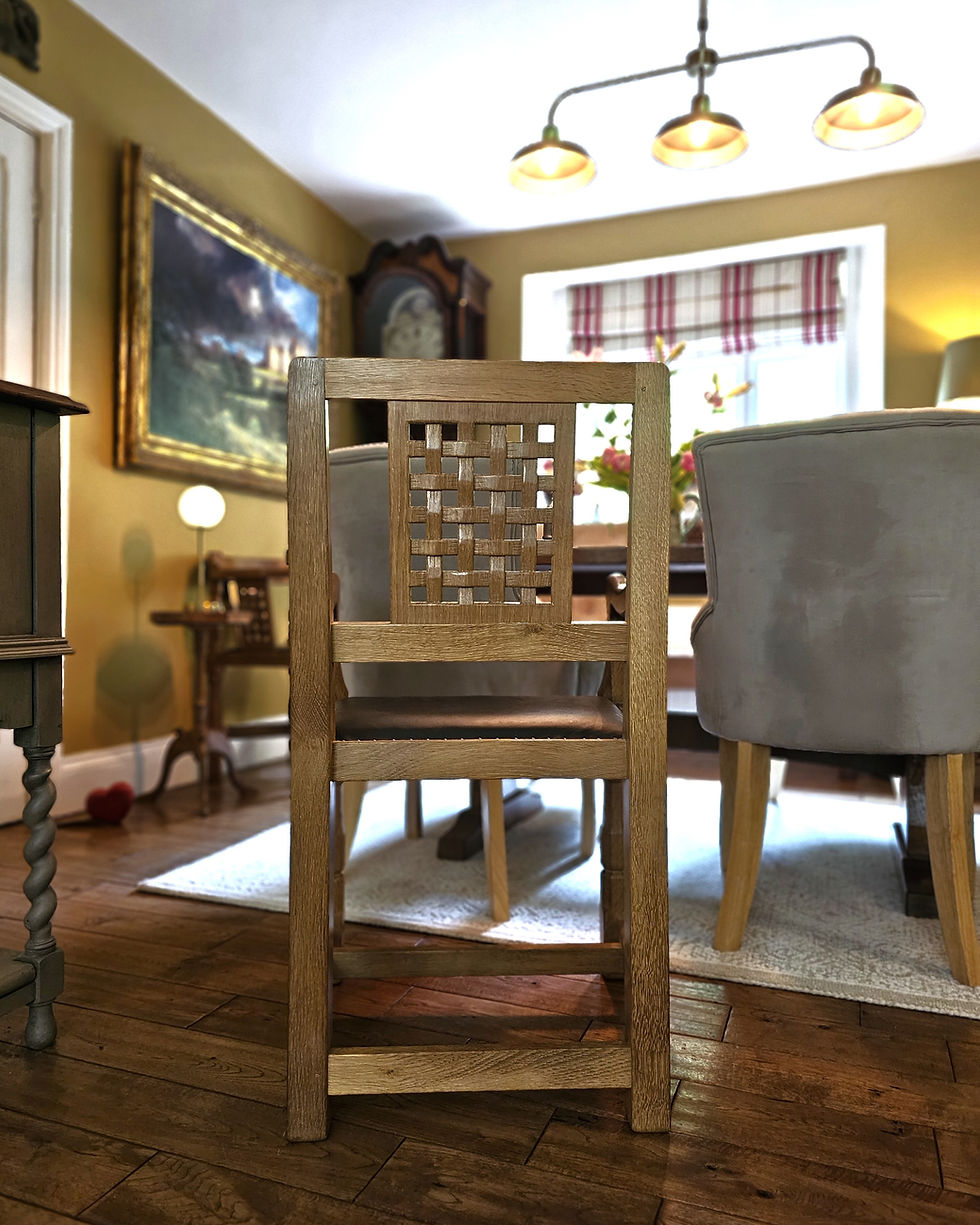 Thumbnail: Robert 'Mouseman' Thompson Lattice Back Arm Chair