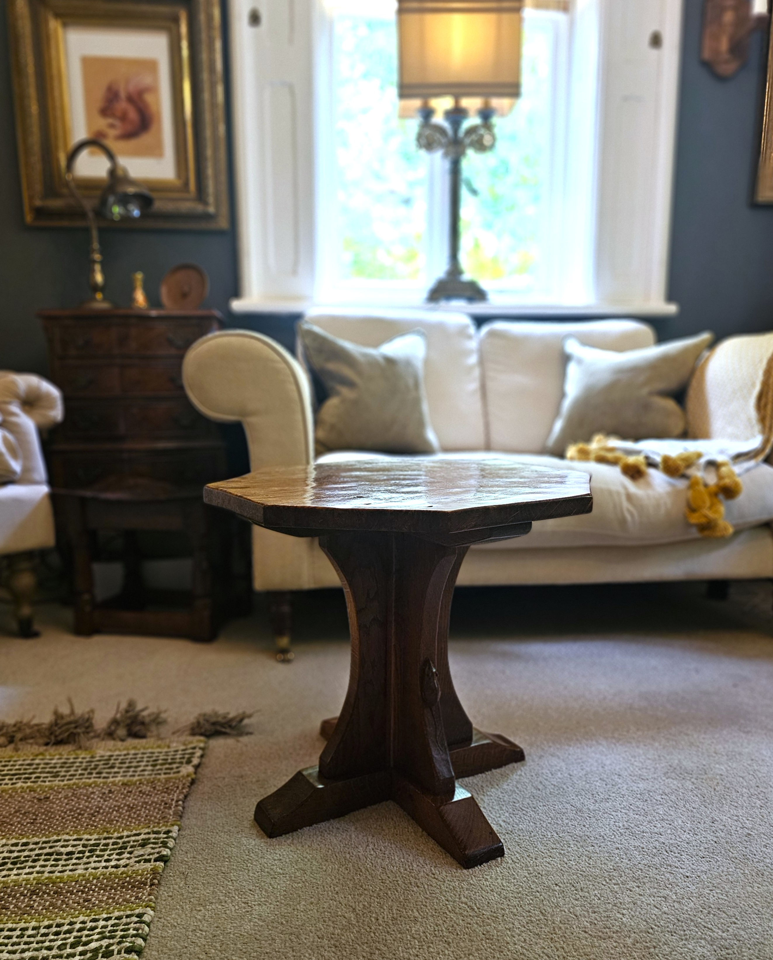 Wonderful Rare Robert 'Mouseman' Thompson Burr Oak Coffee Table. Circa 1940