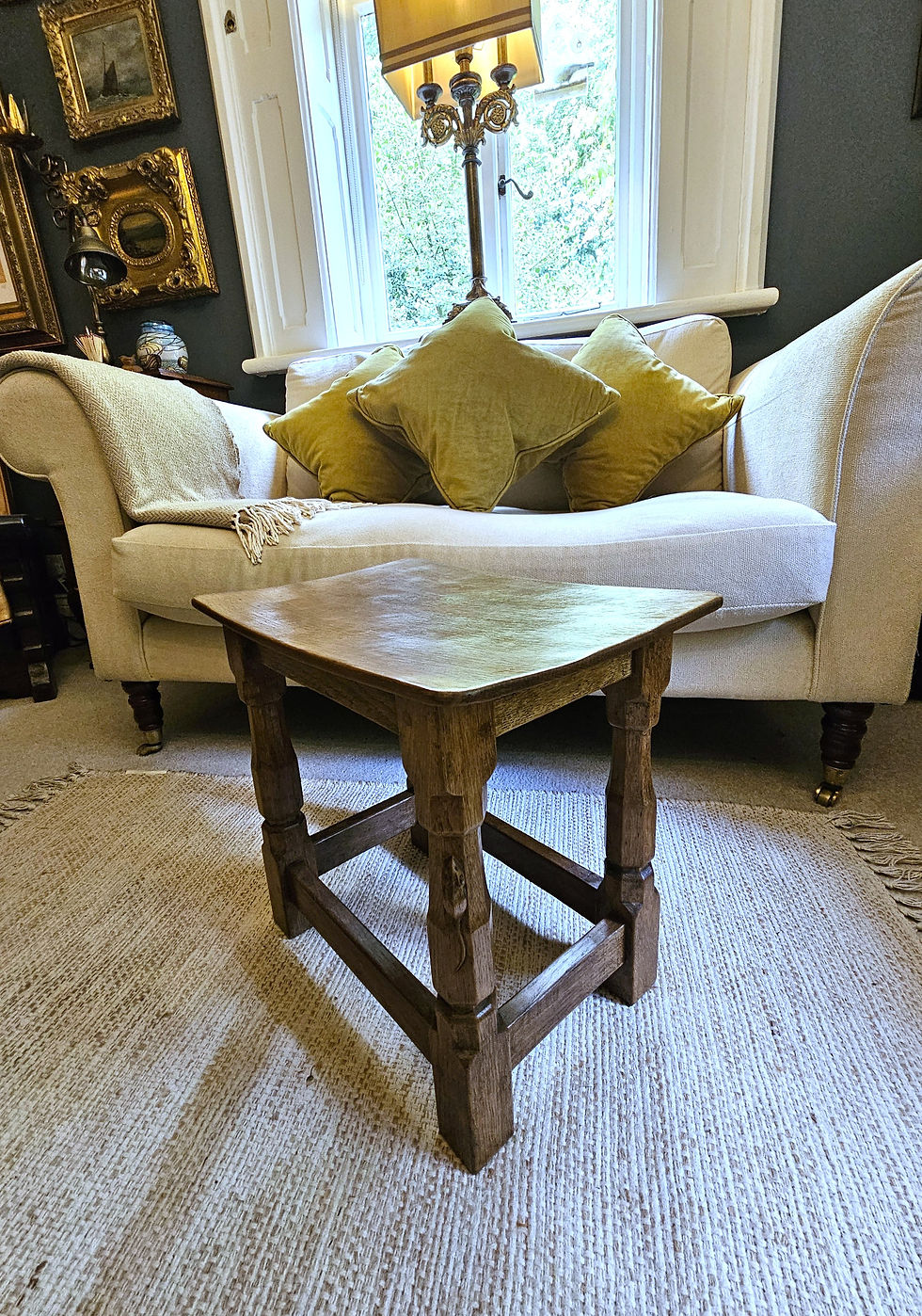 Thumbnail: Robert 'Mouseman' Thompson Vintage Dished Top Stool