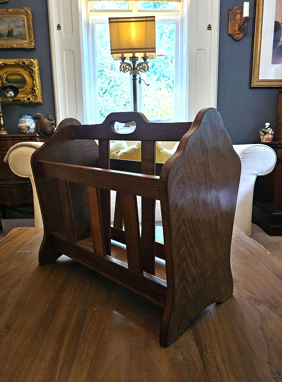 Thumbnail: Mouseman Interest. Vintage Trevor 'Squirrelman' Hutchinson Magazine Rack. c1980