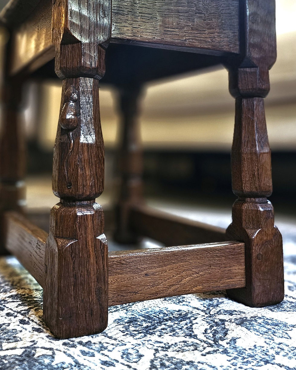 Thumbnail: Rare 1930s Burr Oak Robert 'Mouseman' Thompson Dish Top Stool