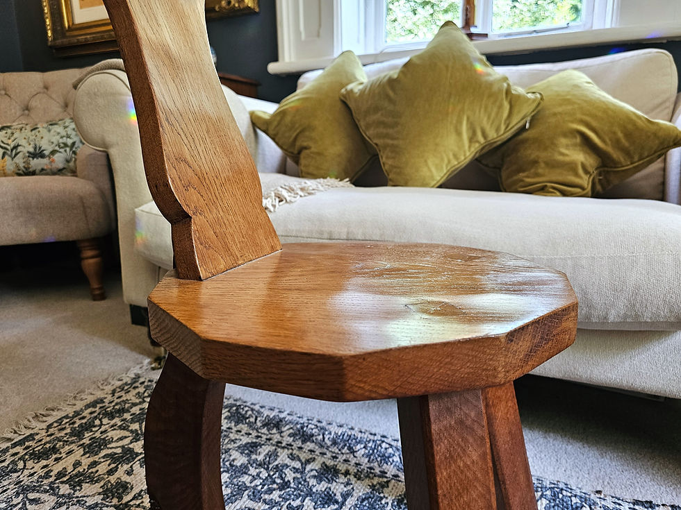 Thumbnail: Mouseman Interest. Thomas 'Gnomeman' Whittaker Hand Carved Spinning Stool