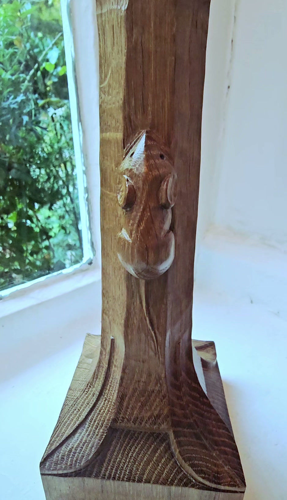 Thumbnail: Robert 'Mouseman' Thompson Hand Carved Oak Candlestick