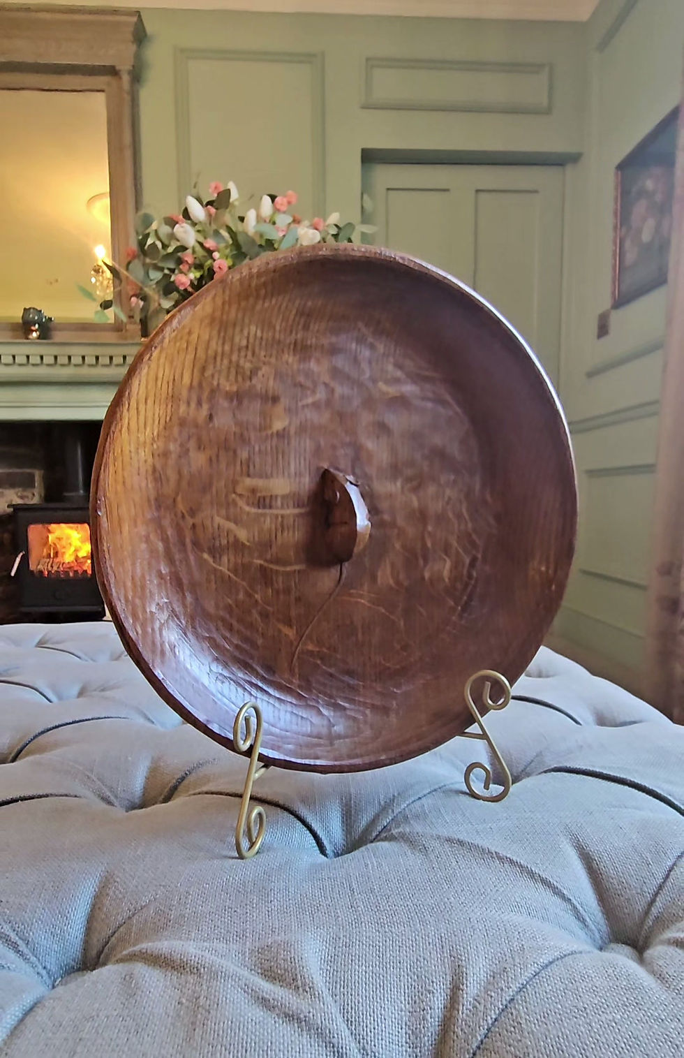 Thumbnail: Robert 'Mouseman' Thompson Hand Carved Oak Fruit Bowl