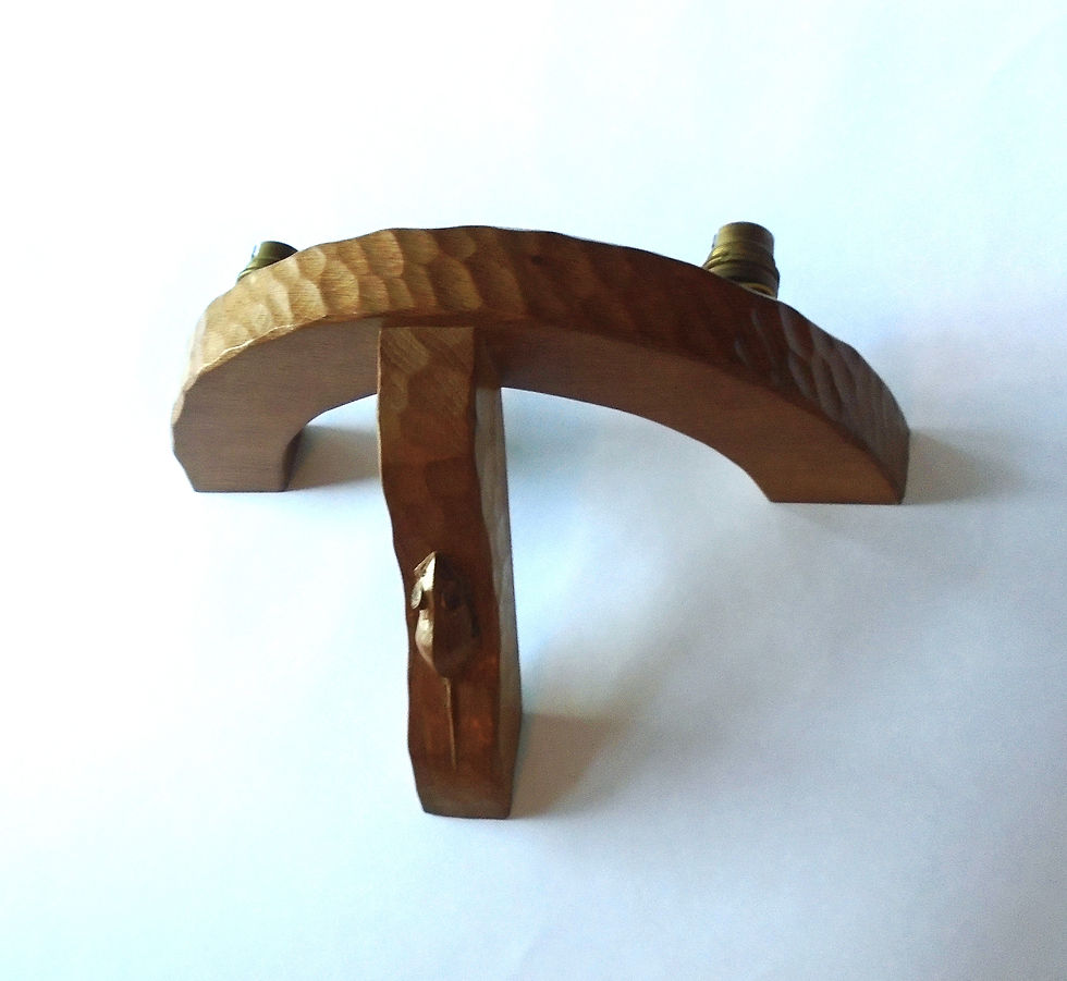 Thumbnail: Vintage Robert 'Mouseman' Thompson Hand Carved Oak Double Wall Light