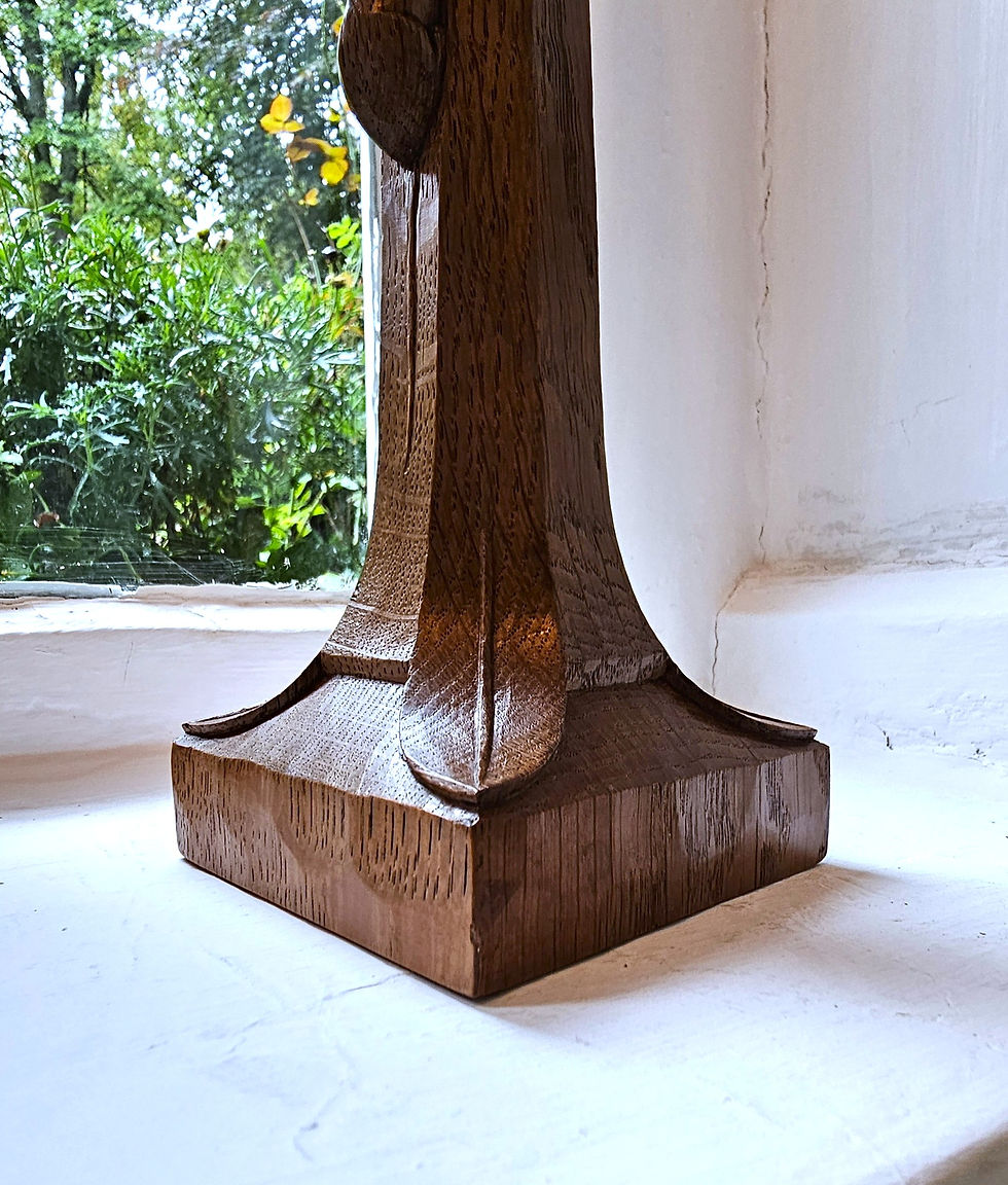 Thumbnail: 1970s Robert 'Mouseman' Thompson Hand Carved Candlestick