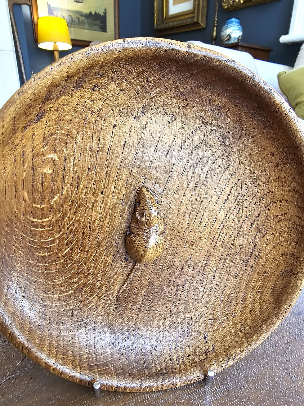 Thumbnail: Rare Robert Mouseman Thompson Shallow Nut Bowl (Mouse in the Bowl)