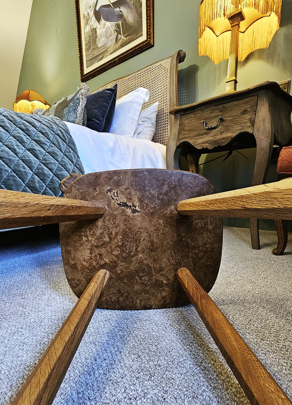 Thumbnail: Rare, Bespoke Robert 'Mouseman' Thompson Burr Oak Side / Wine Table. One-Off