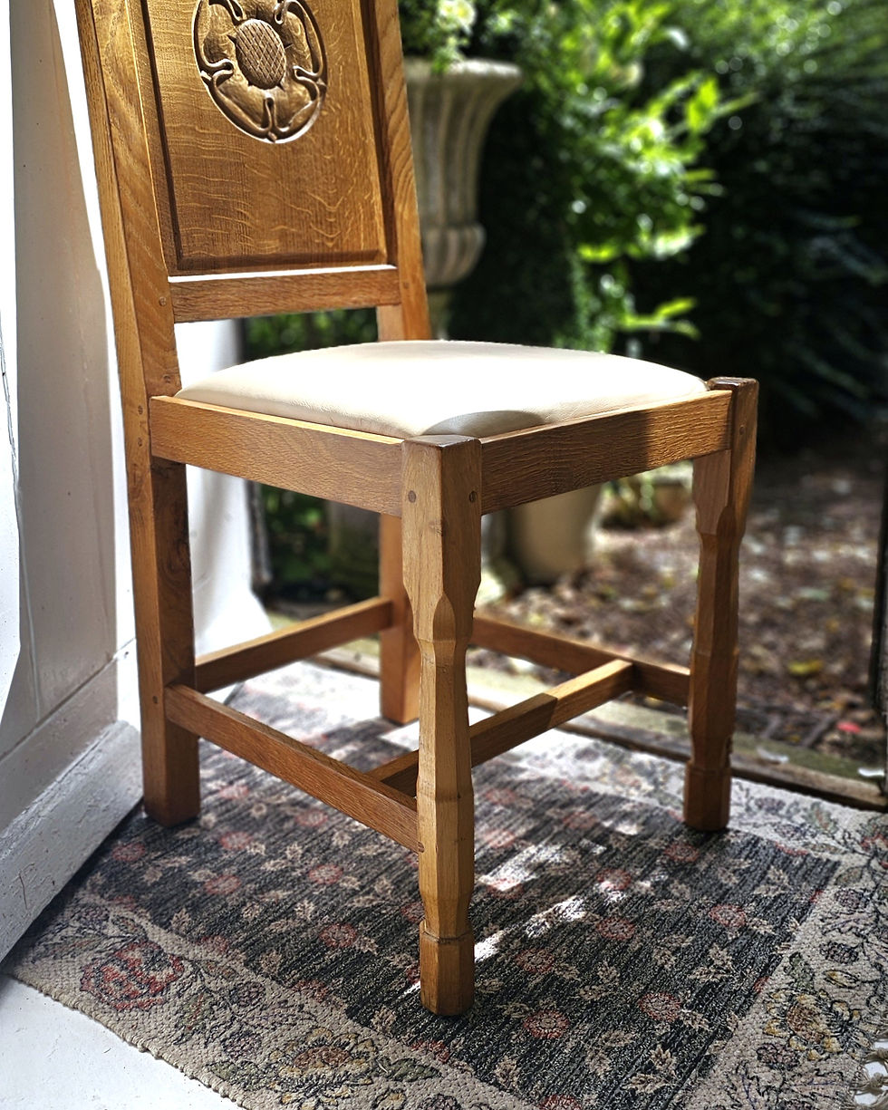 Thumbnail: Don 'Foxman' Craven Chair with Yorkshire Rose Carving. Circa 1960s / 70s