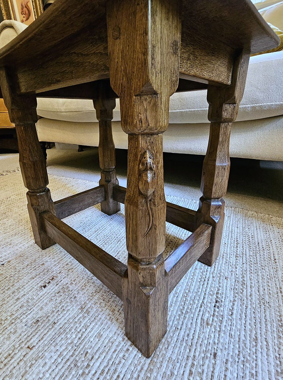 Robert 'Mouseman' Thompson Vintage Dished Top Stool