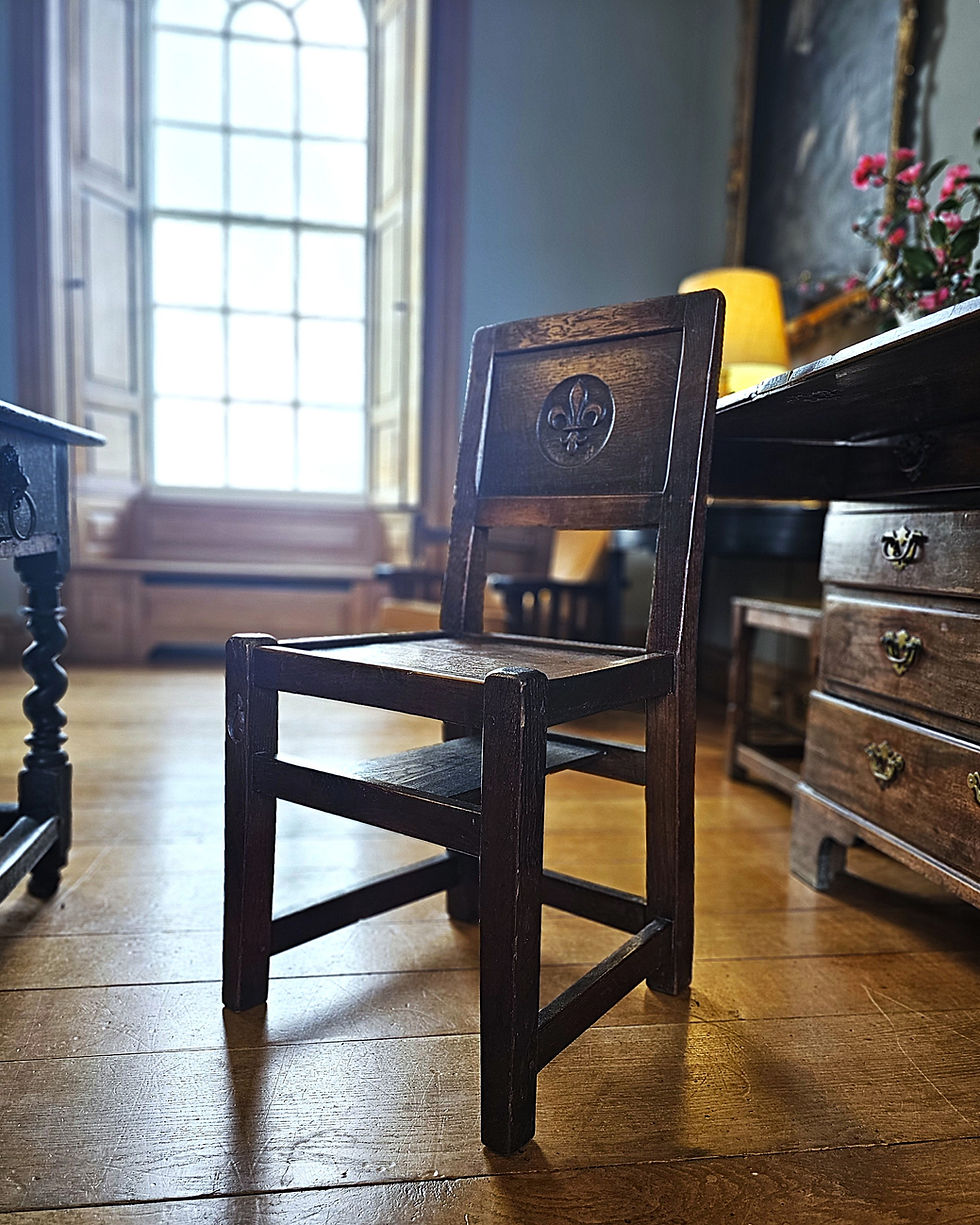 Thumbnail: Rare 1930s Bespoke Robert 'Mouseman' Thompson Fleur De Lis  Chair