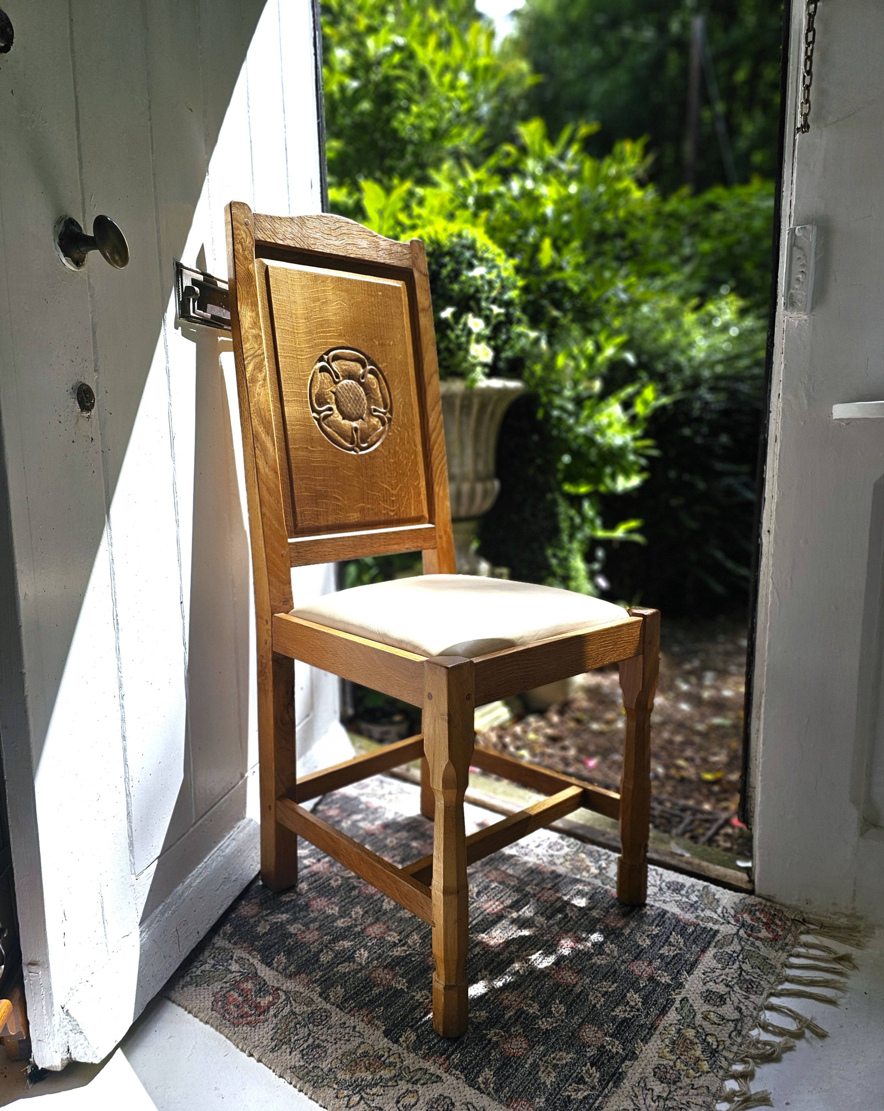 Don 'Foxman' Craven Chair with Yorkshire Rose Carving. Circa 1960s / 70s