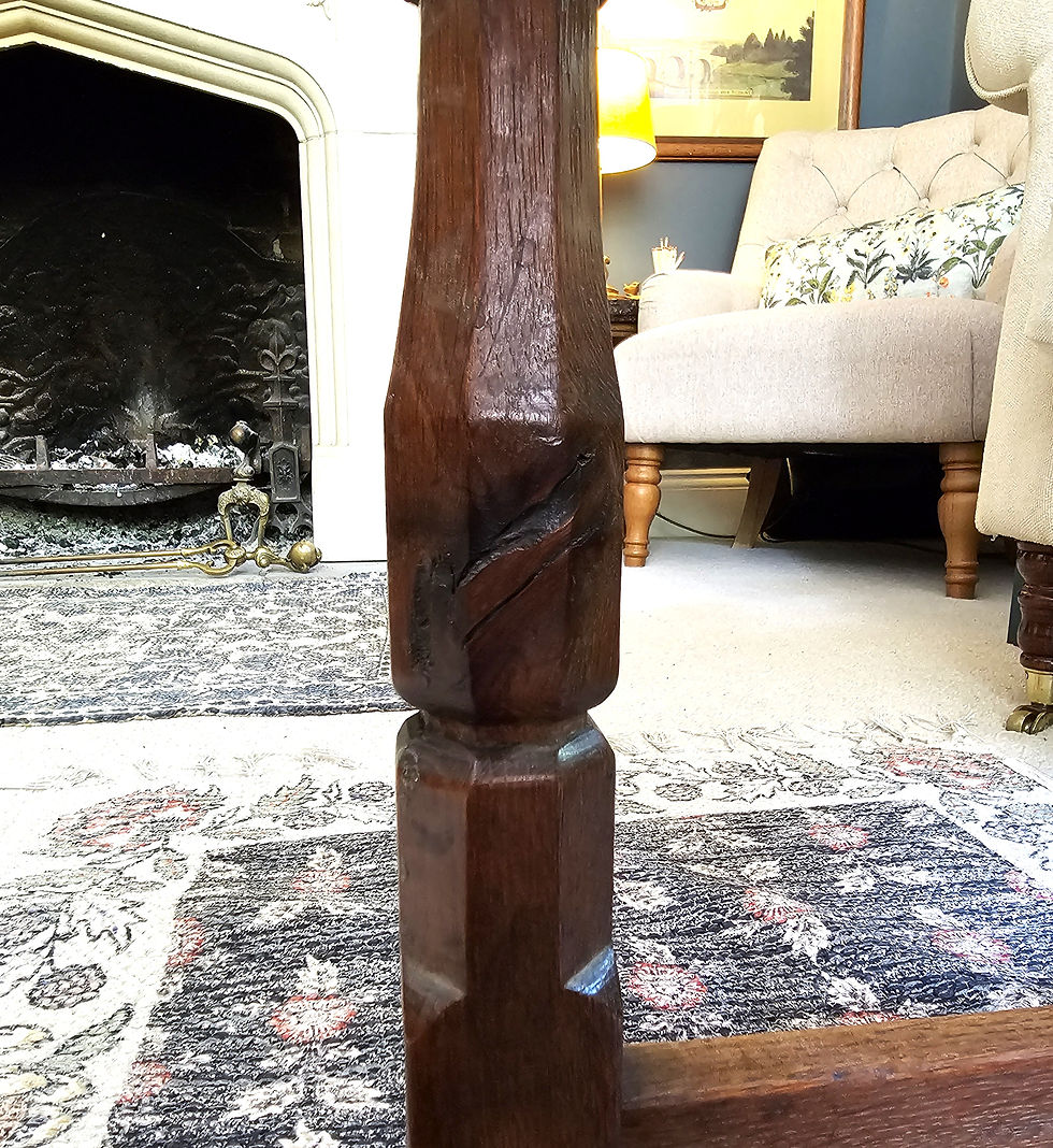 Thumbnail: Rare 1930s Robert 'Mouseman' Thompson Burr Oak Chapel Chair