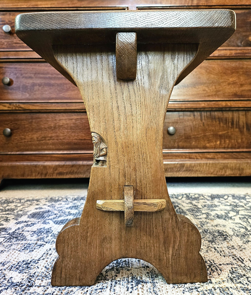 Thumbnail: Mouseman Interest. Thomas 'Gnomeman' Whittaker Hand Carved Stool