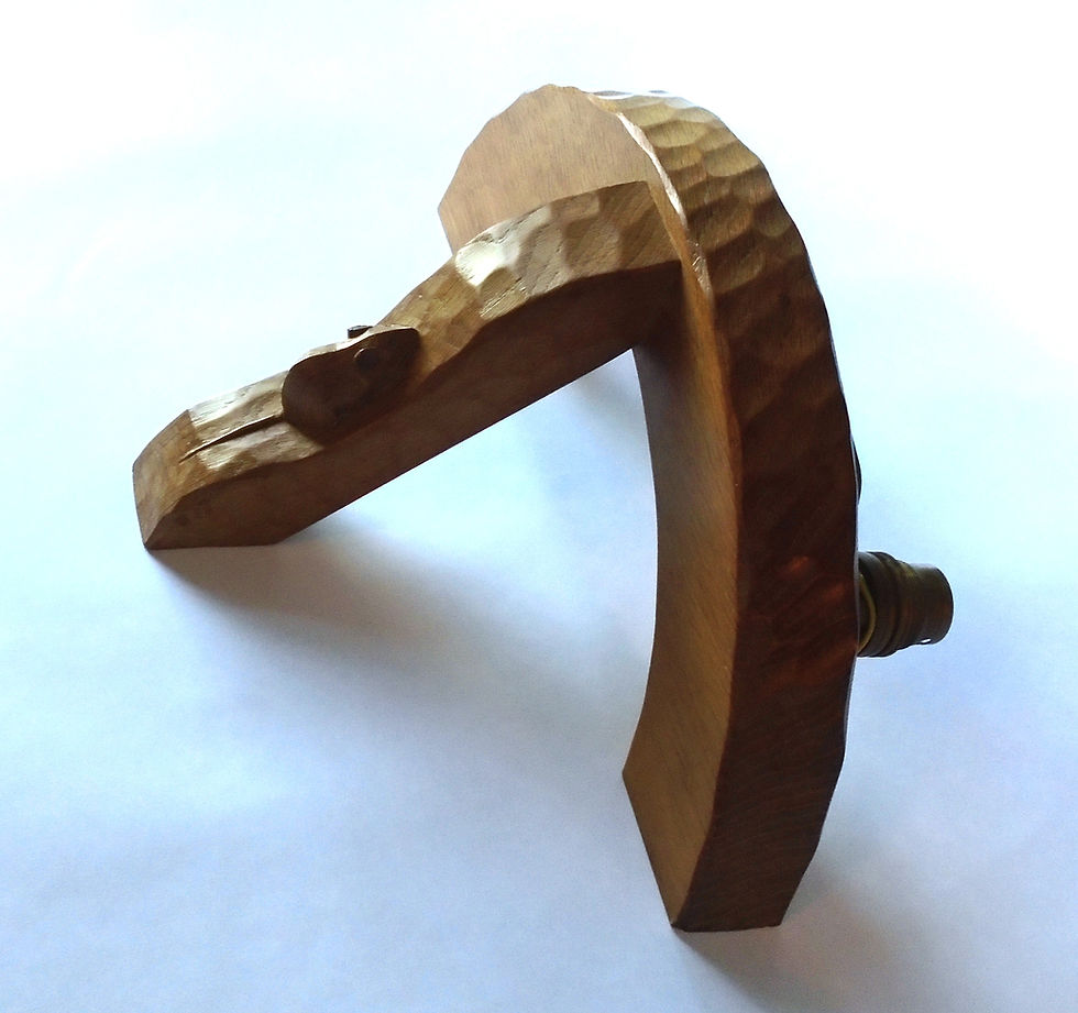 Thumbnail: Vintage Robert 'Mouseman' Thompson Hand Carved Oak Double Wall Light