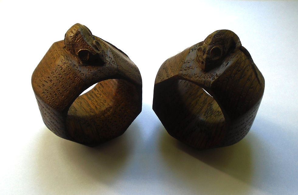 Thumbnail: Rare Early Robert 'Mouseman' Thompson Dark Oak Napkin Rings. 1940s