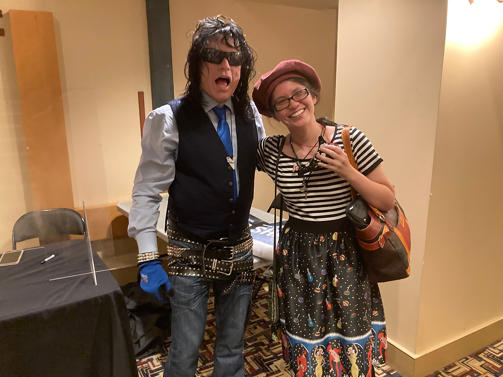 Athena with filmmaker Tommy Wiseau. (Photo provided by Athena Zhang Baker)
