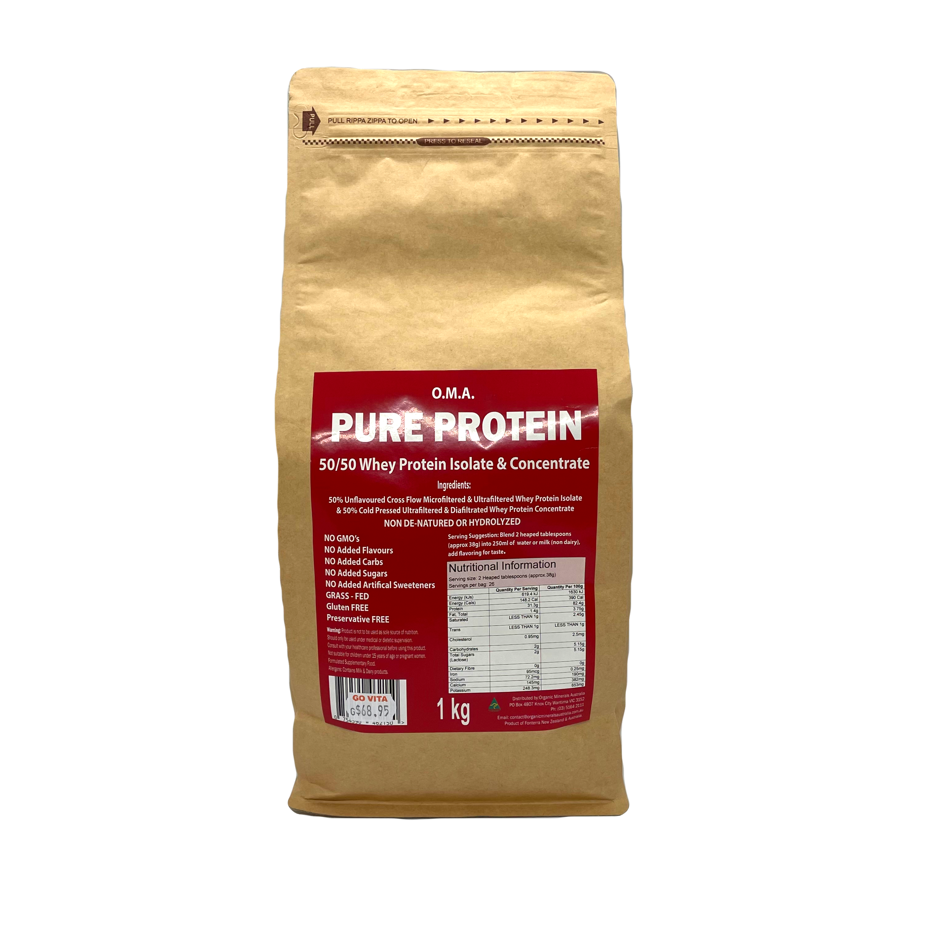 Organic Minerals Australia - Whey Protein Isolate/Concentrate 50/50