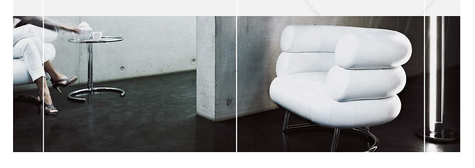 Two iconic Eileen Gray designs: the E-1027 side table and the Bibendum chair. Photos © Aram Designs