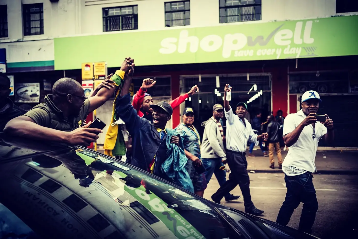 Evan Mawarire with citizens during a street protest in Zimbabwe