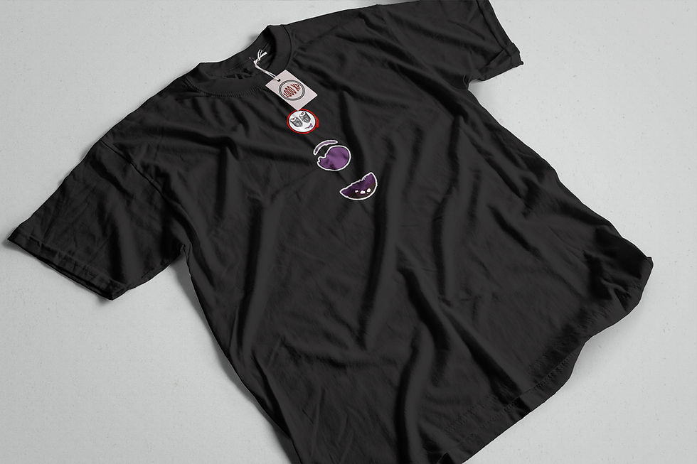 Black T-shirt with purple design