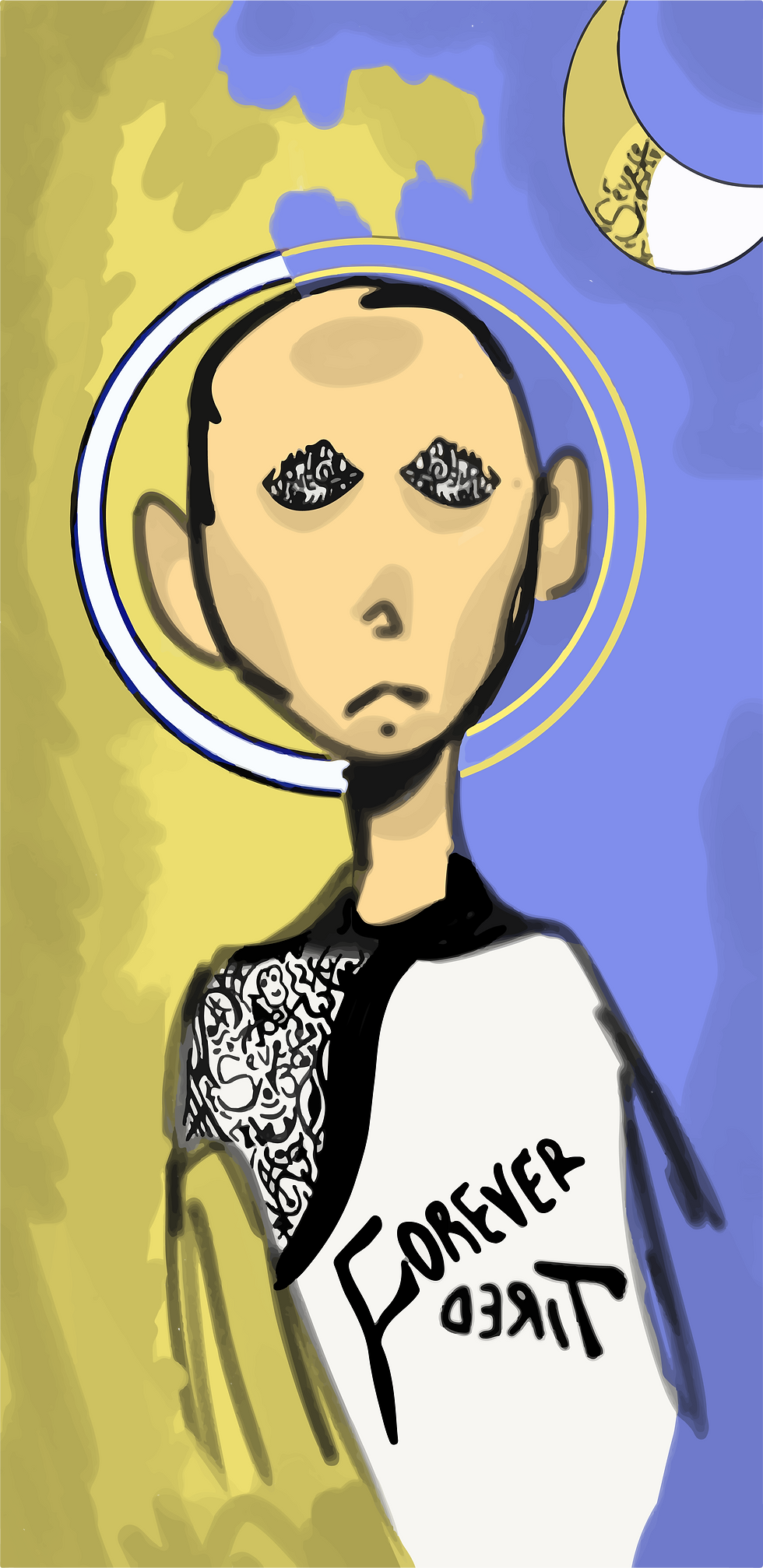 Stylized portrait, man with intricate tattoos