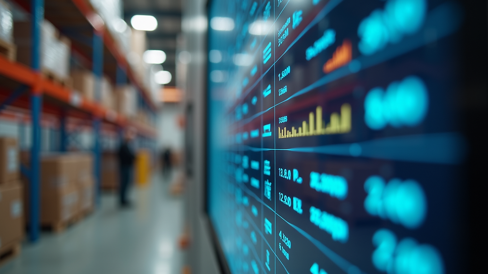 Close-up of a warehouse inventory system screen showing stock levels