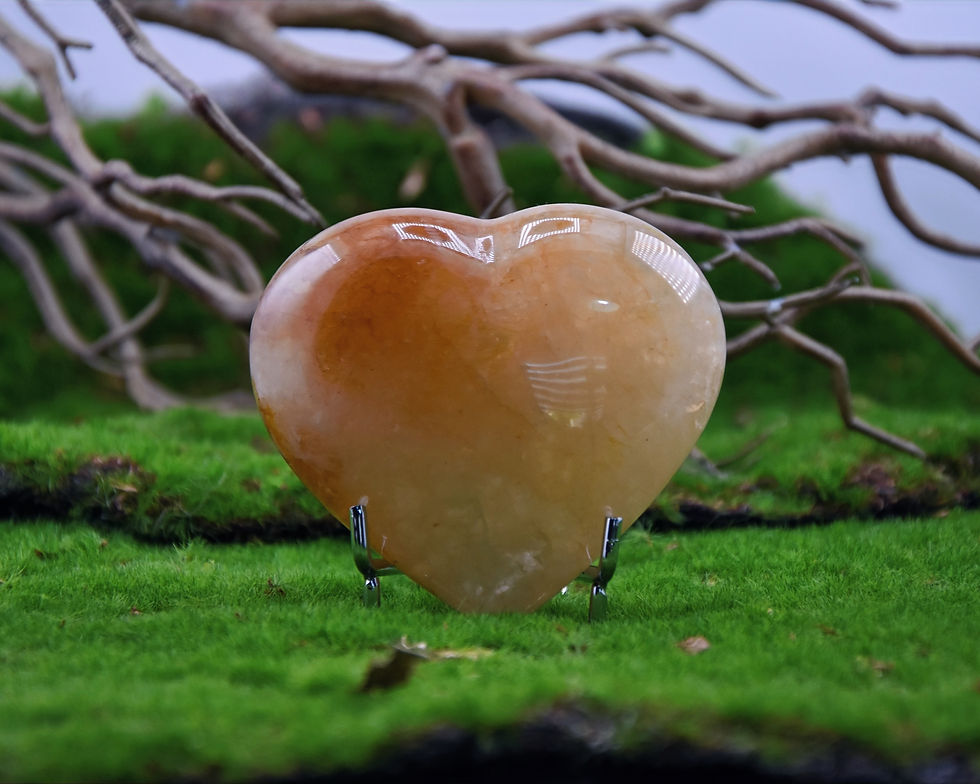 Large Golden Healer Crystal Heart