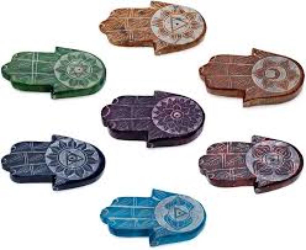 Hand carved Soapstone Chakra Hand Ashcatcher