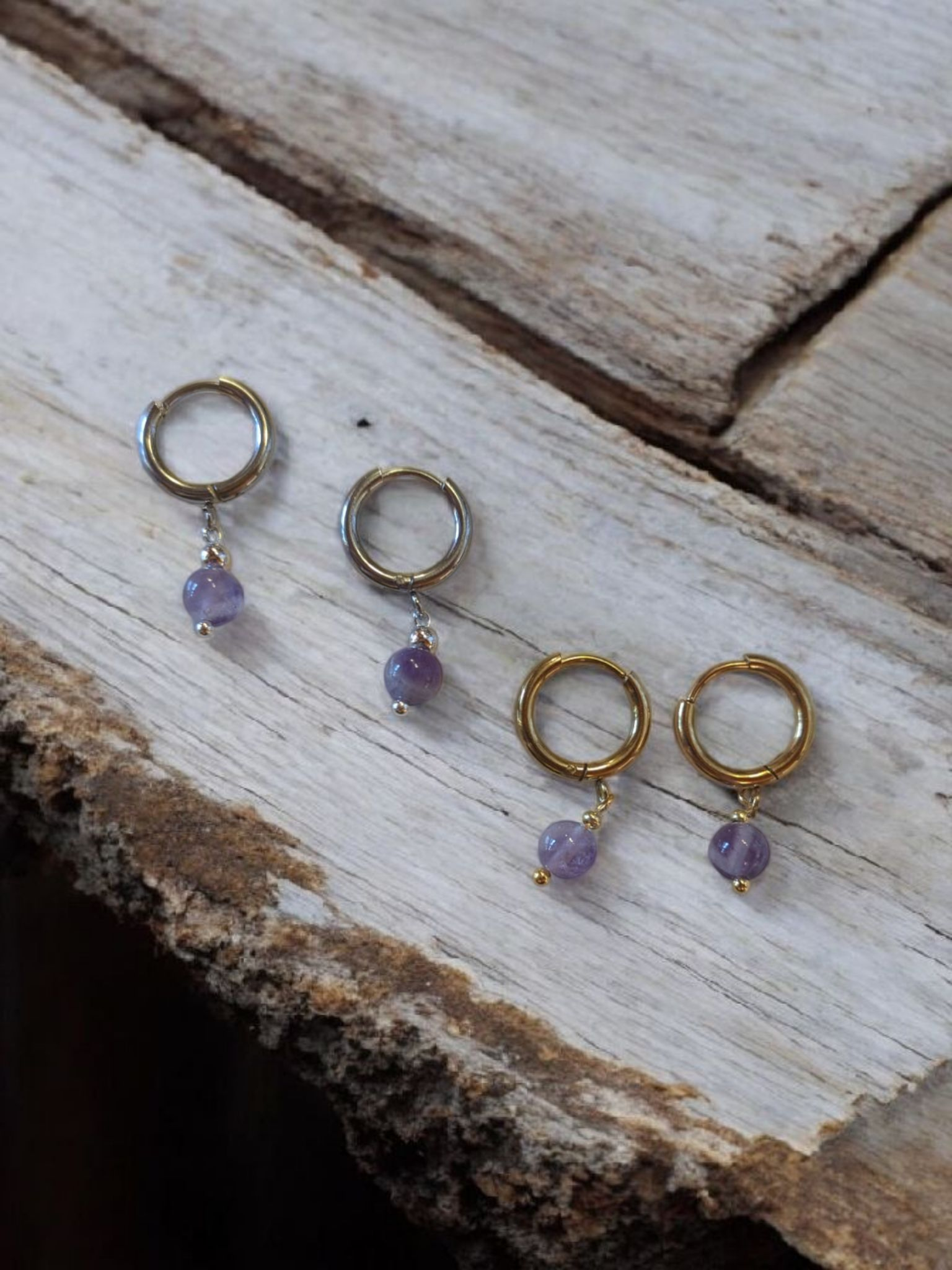 Creolen mit Charm Amethyst