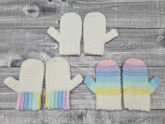 Sparkly pastel rainbow toddler mittens