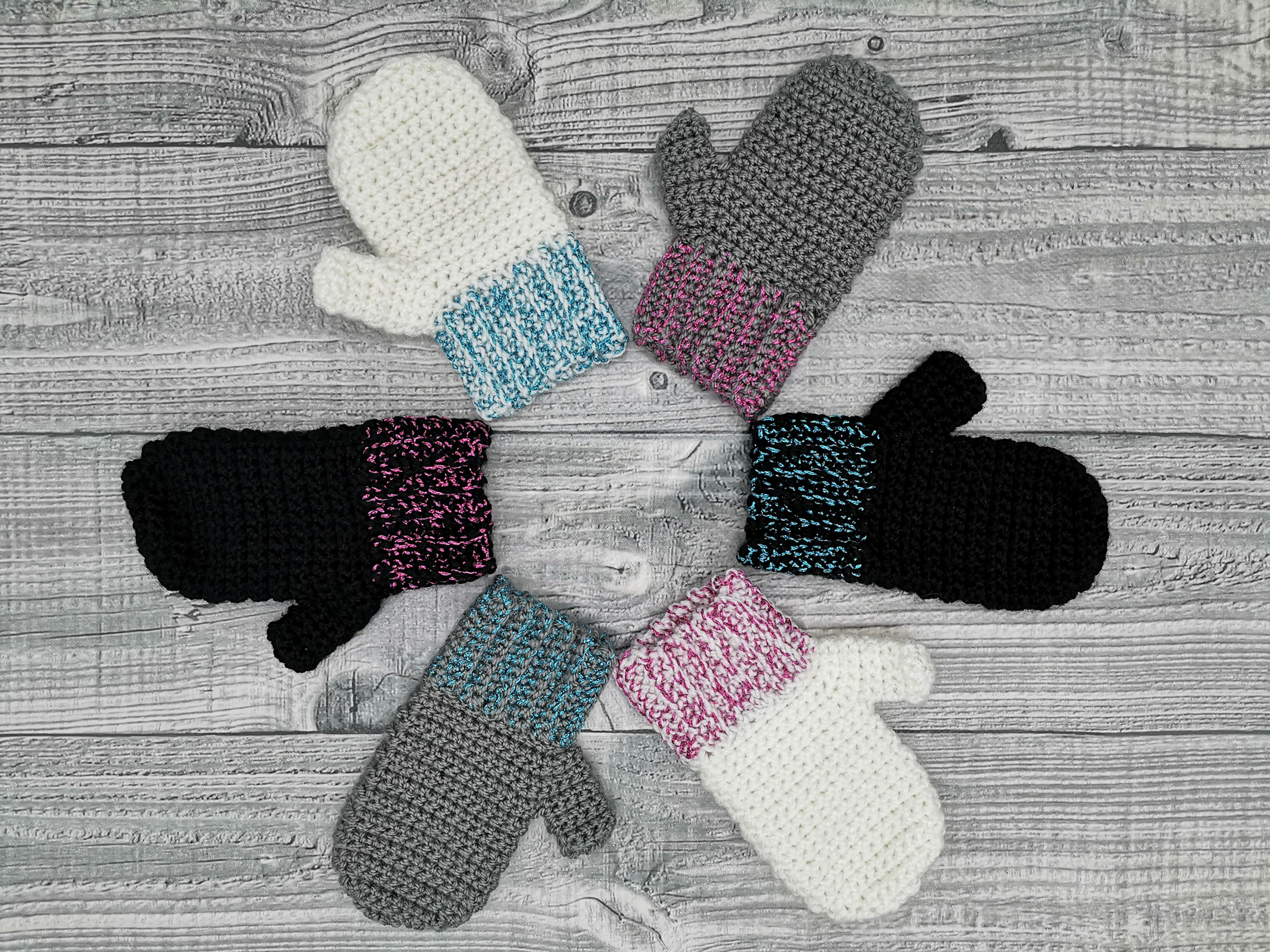 Metallic Cuff Crochet Toddler Mittens