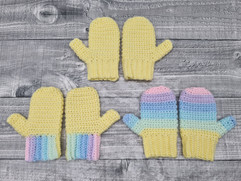 Sparkly pastel rainbow toddler mittens