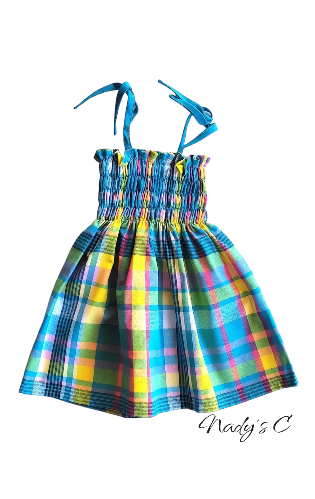 Robe à smocks fille en madras  18/24 mois 