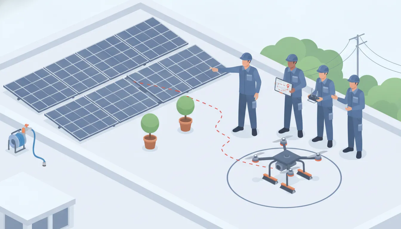 Commercial window cleaning services and solar panel cleaning site planning