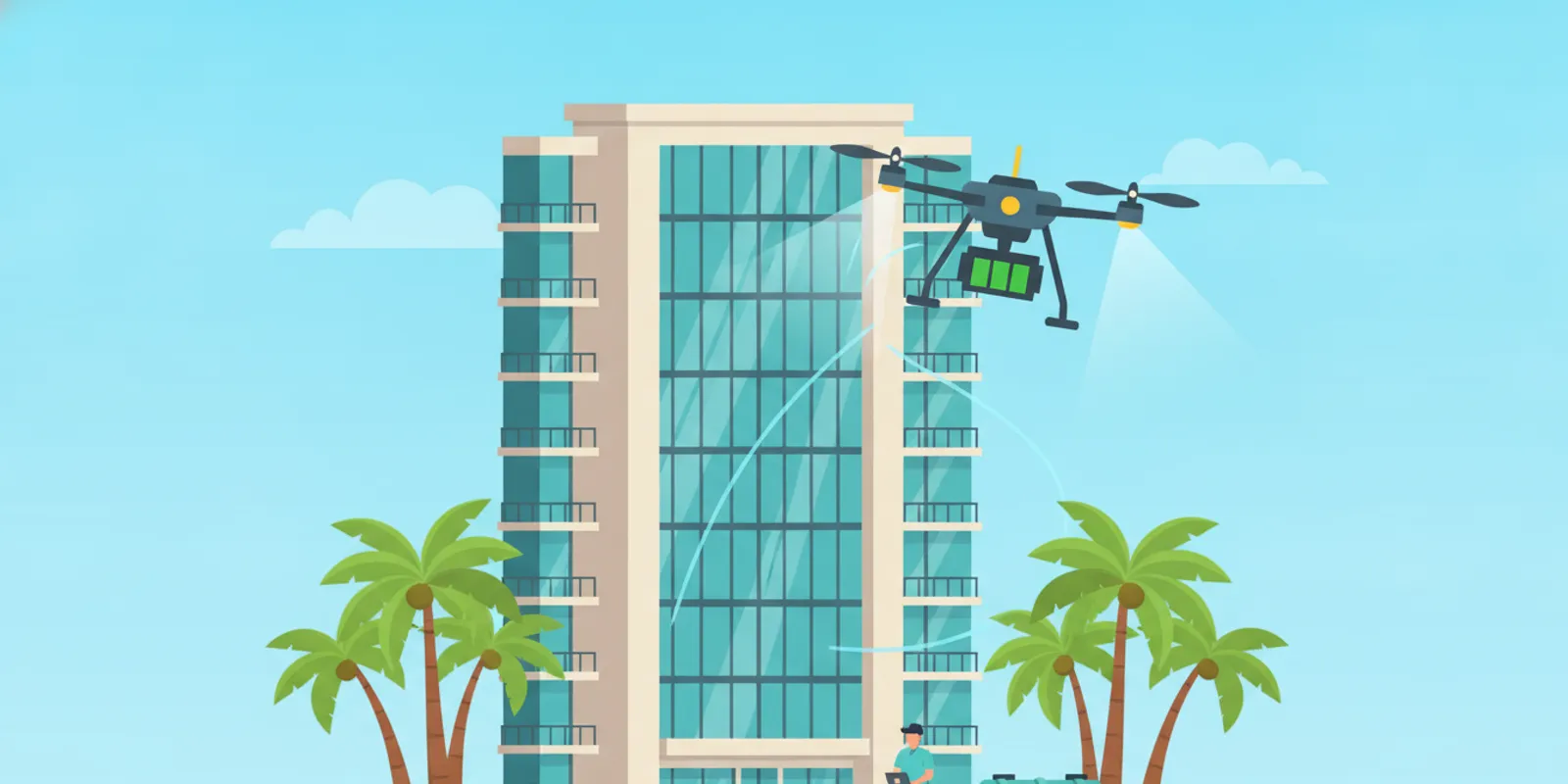 Benefits of Drone Soft Washing for Tall Buildings