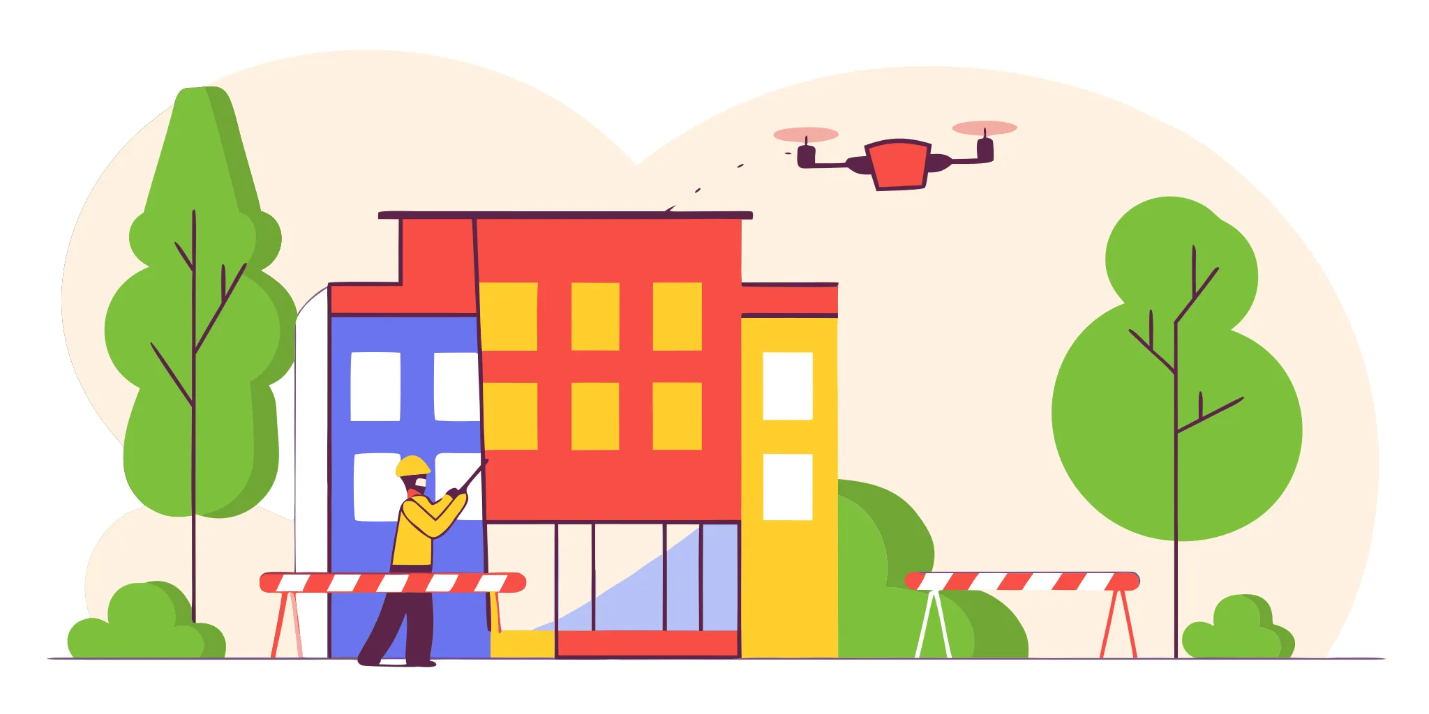 Cleaning drone washing a commercial building exterior in South Florida