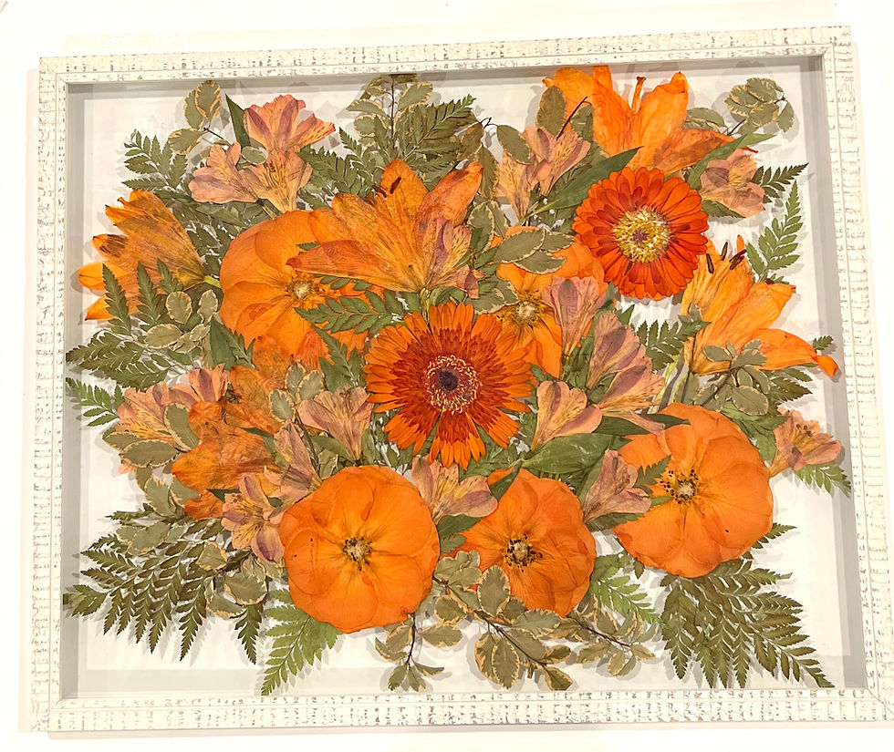 Thumbnail: Custom Pressed Floral Distressed White Float Frame