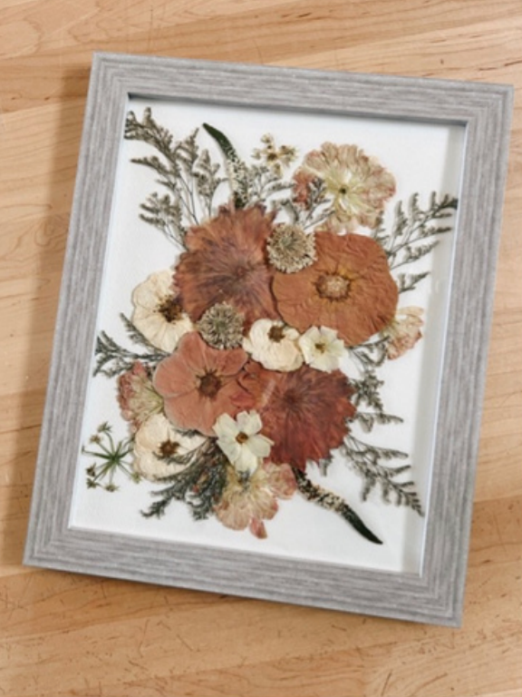 Thumbnail: Custom Pressed Floral Grey Frame with White Background