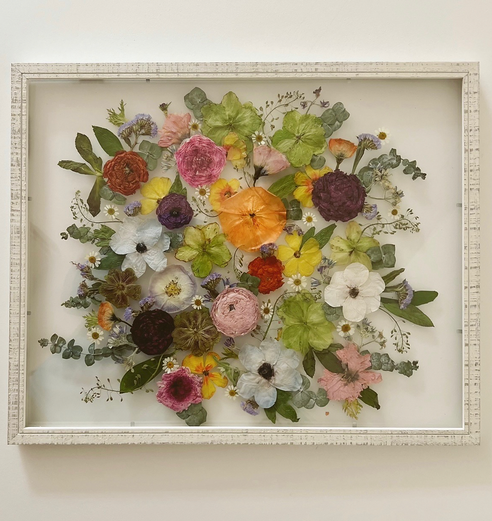 Thumbnail: Custom Pressed Floral Distressed White Float Frame