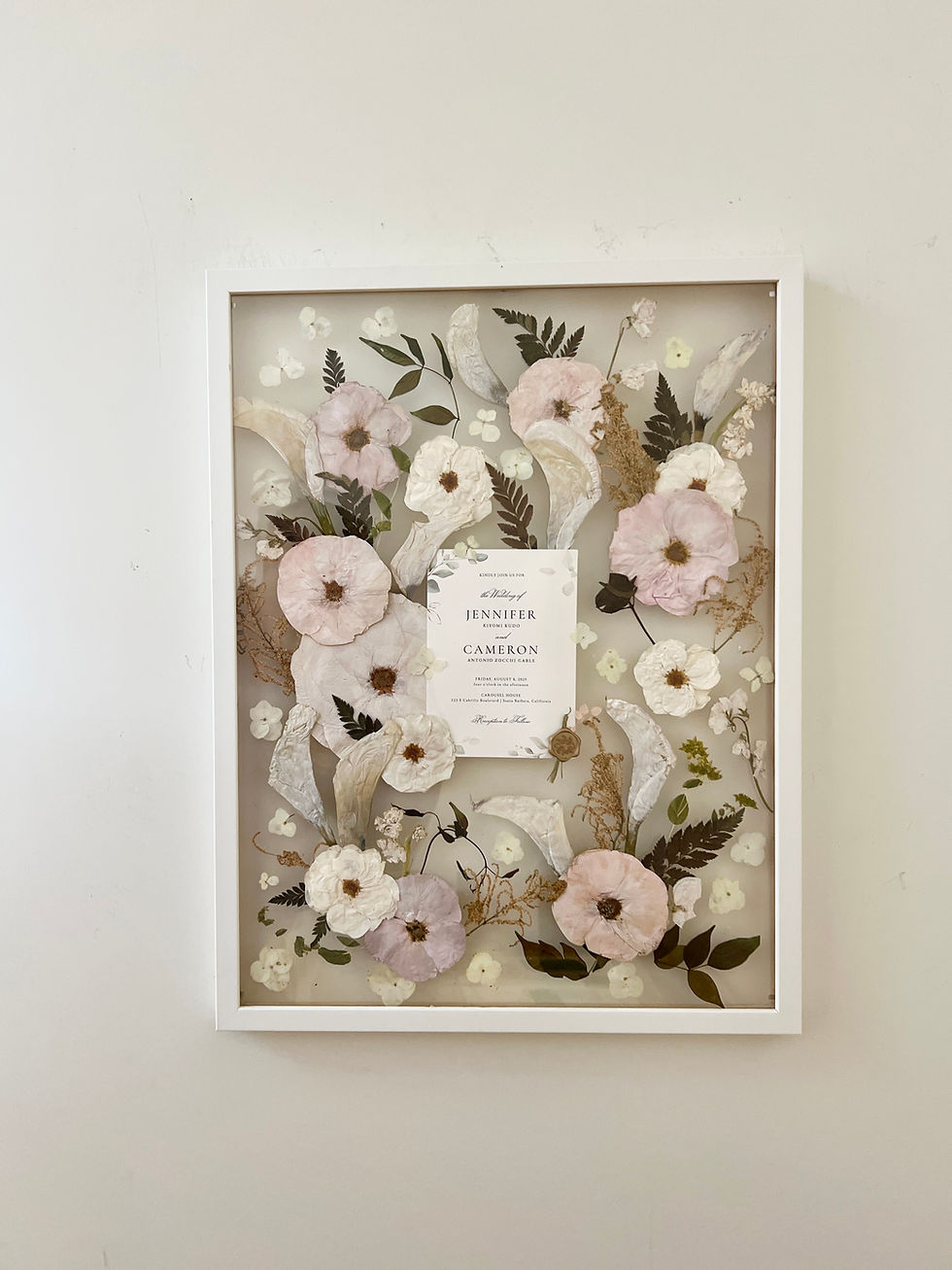 Thumbnail: Custom Pressed Floral White Float Frame