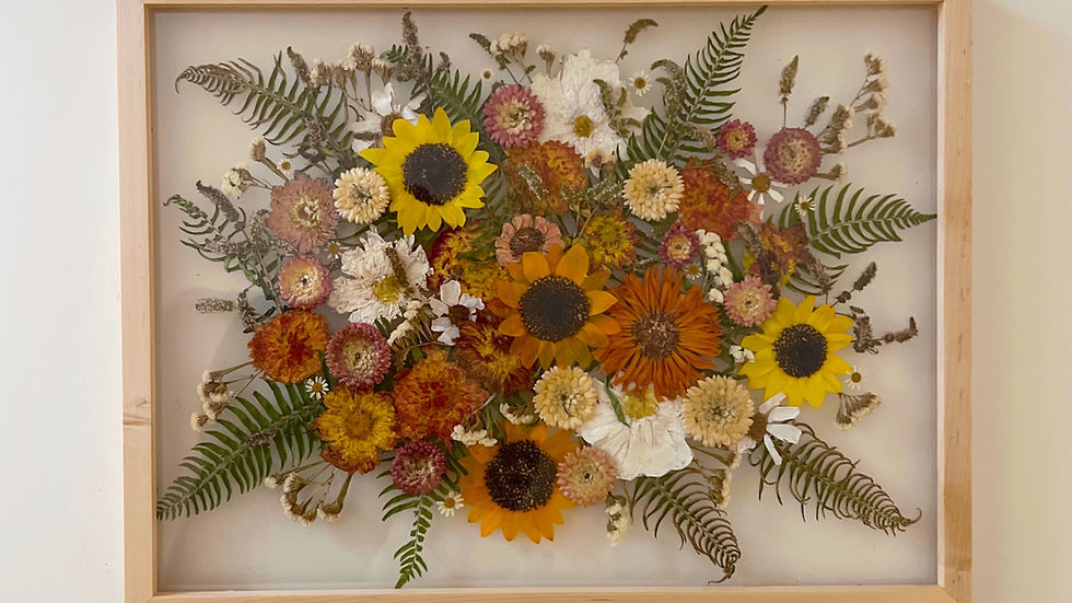 Custom Pressed Frame with Mixed Wedding Bouquets
