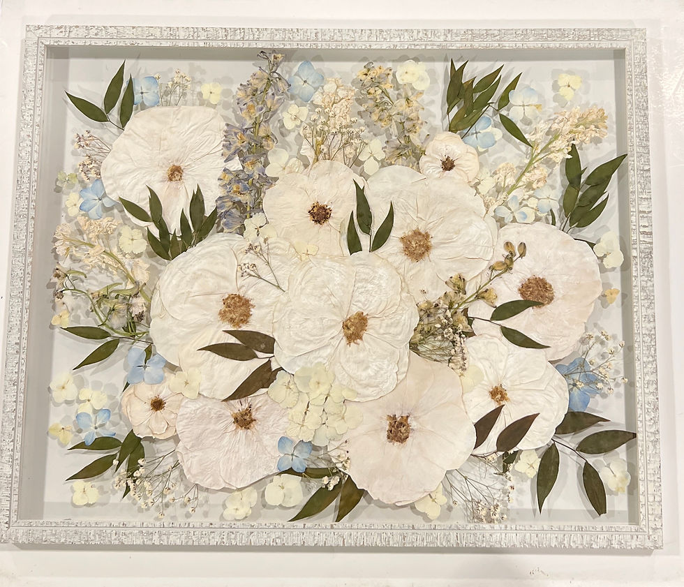 Thumbnail: Custom Pressed Floral Distressed White Float Frame