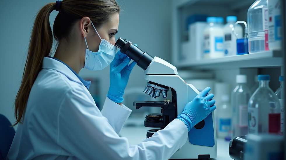 Close-up view of a technician calibrating a laboratory analyzer