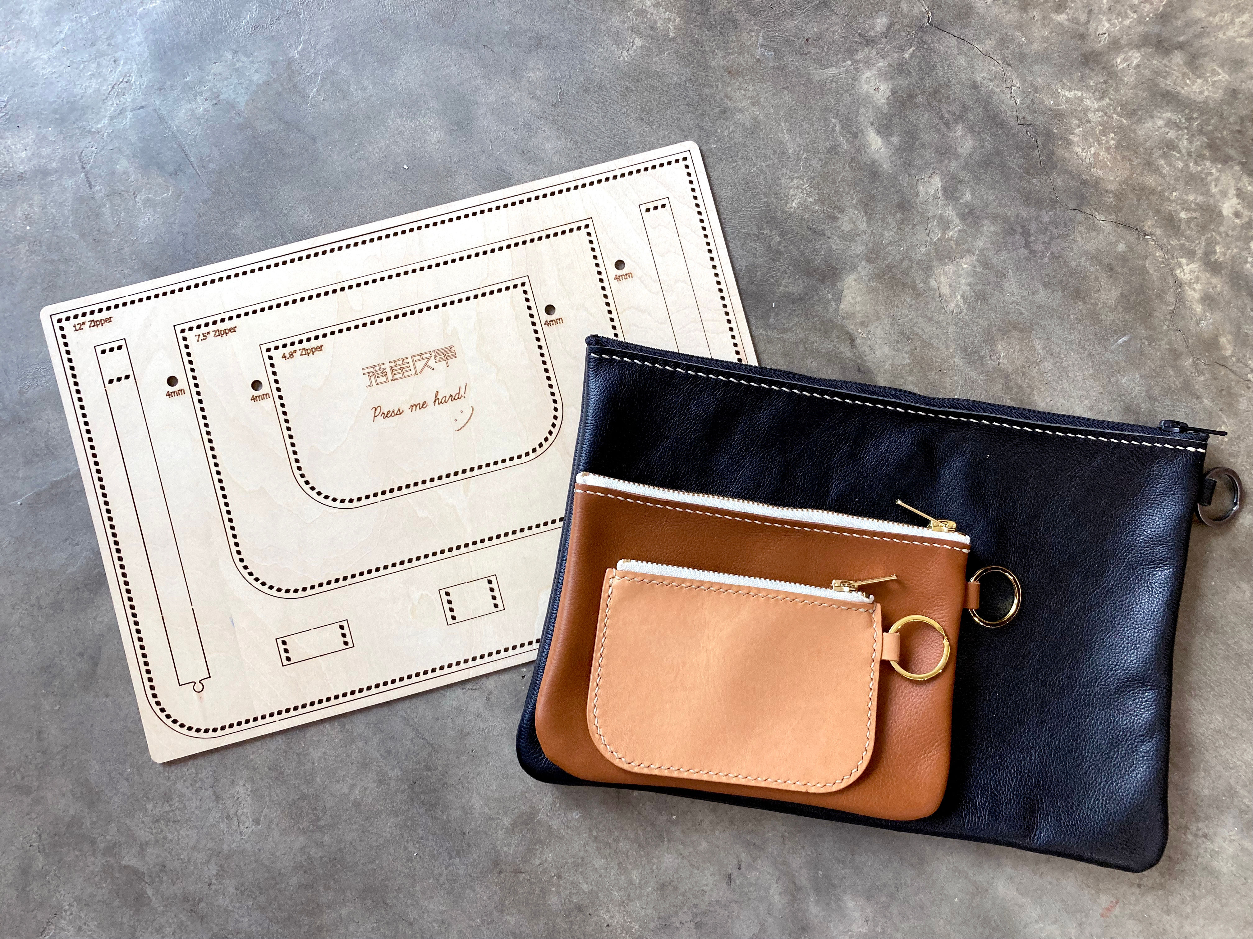 【包剪揼】三呎吋拉鏈包｜木板紙樣
