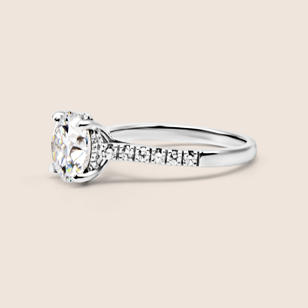 Thumbnail: 14 Karat White Gold & Lab Grown Diamond Pave Style Engagement Ring